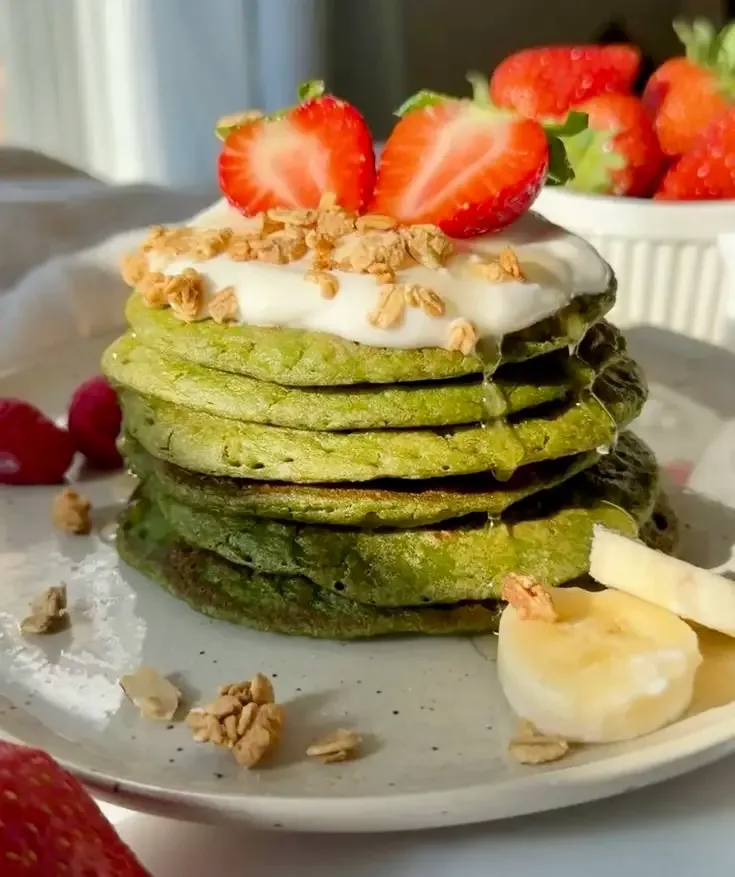 Pancakes saludables de avena y espinaca