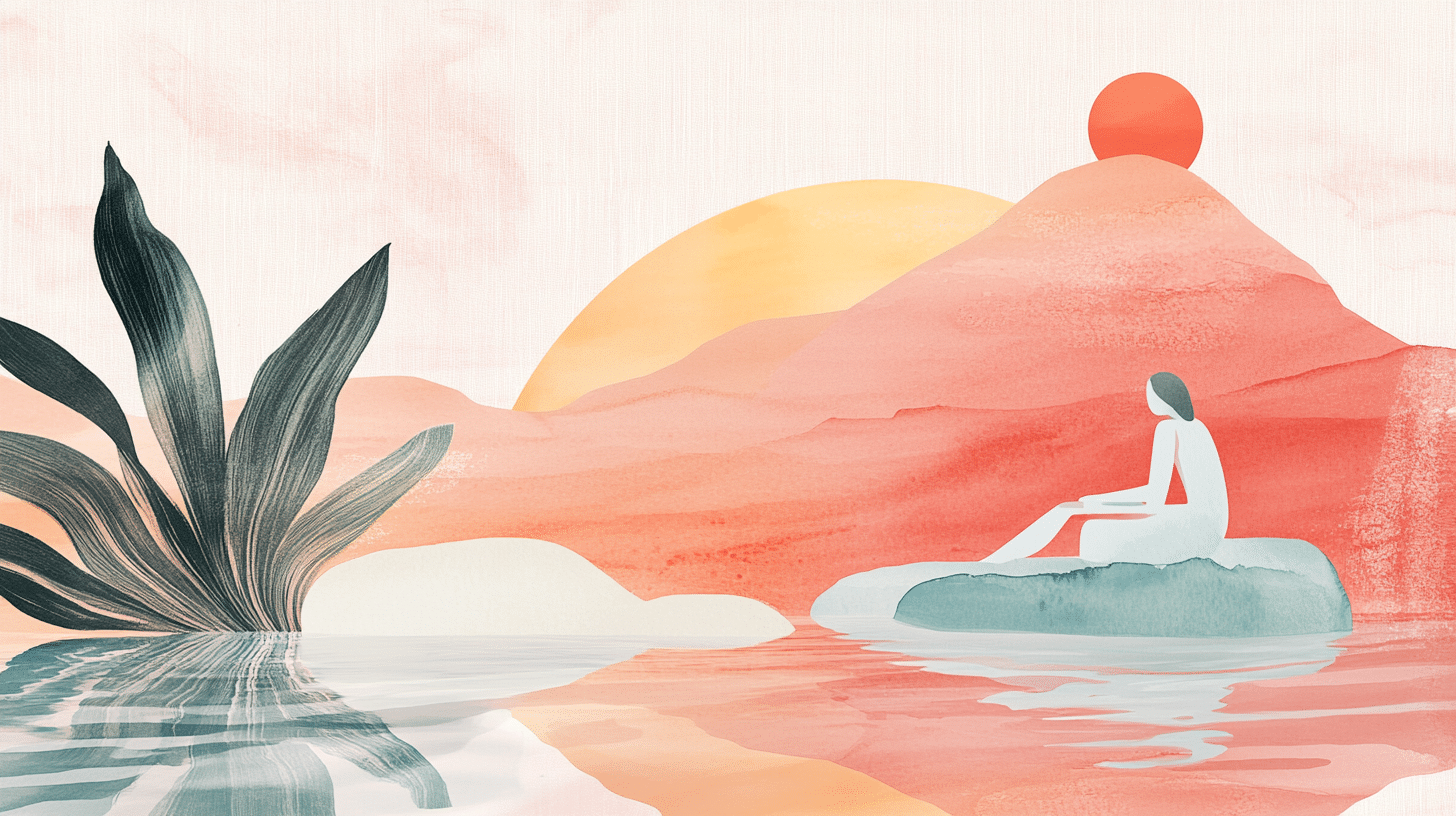 Ilustración conceptual que representa el proceso de introspección y calma previo a una primera consulta psicológica, ideal para acompañar contenido sobre preparación emocional y mental.