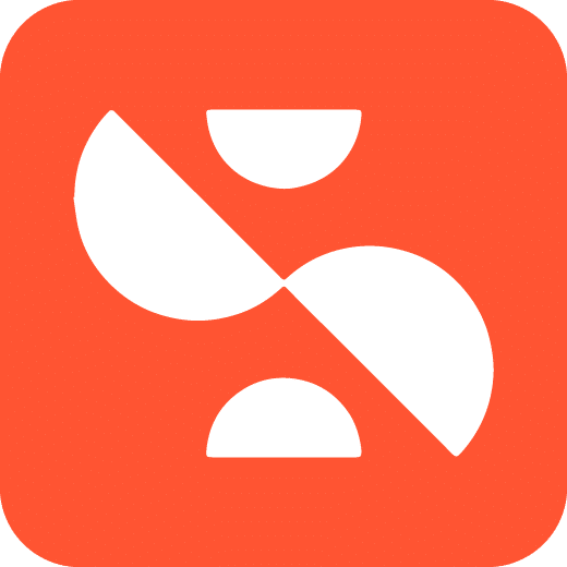 Logotipo de Superea con formas geométricas blancas sobre un fondo naranja.