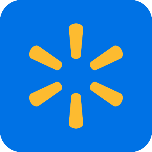 Logotipo de Walmart con fondo azul y símbolo amarillo en forma de estrella.